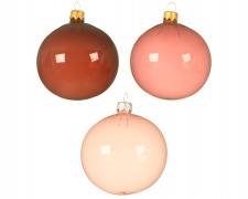 X707KI Box of 6 assorted hanging amber-colored glass balls D8cm