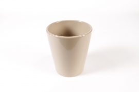 XF-000026 Cache-pot en céramique taupe D13.5cm H15cm